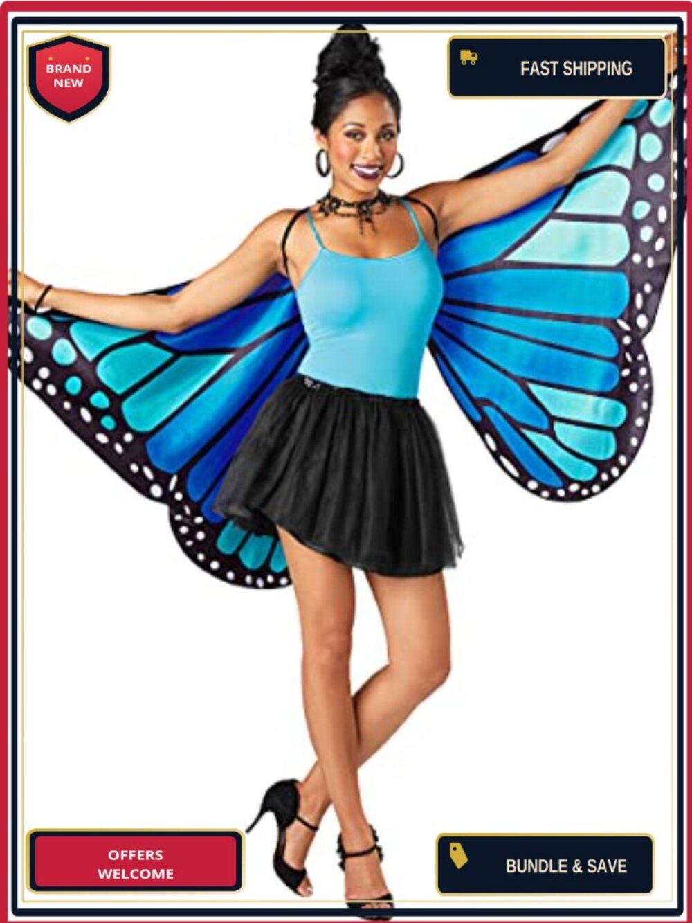 Butterfly Cape Wings Adult One Size Costume Accessory Pretend Play